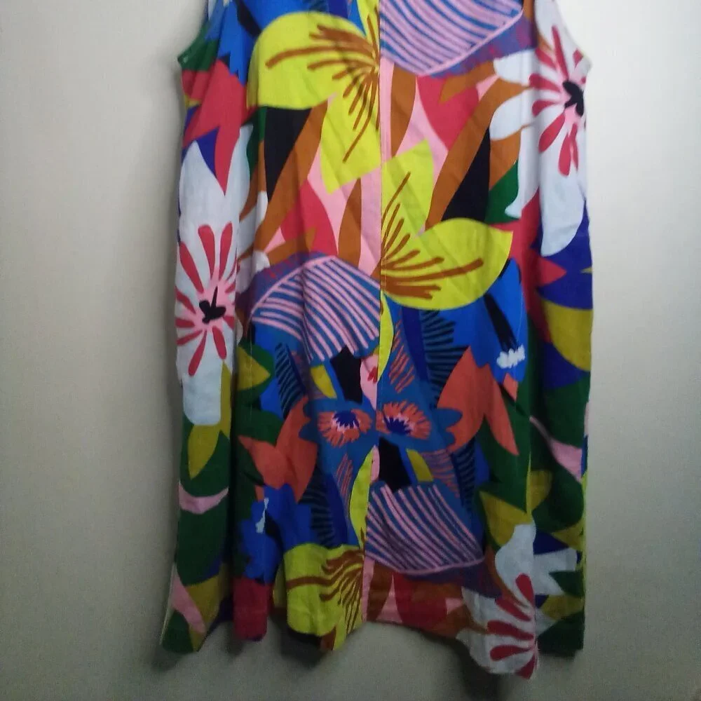 For Cynthia Dress Women XL Sleeveless Loud Pattern Linen Blend Colorful - Picture 2 of 16
